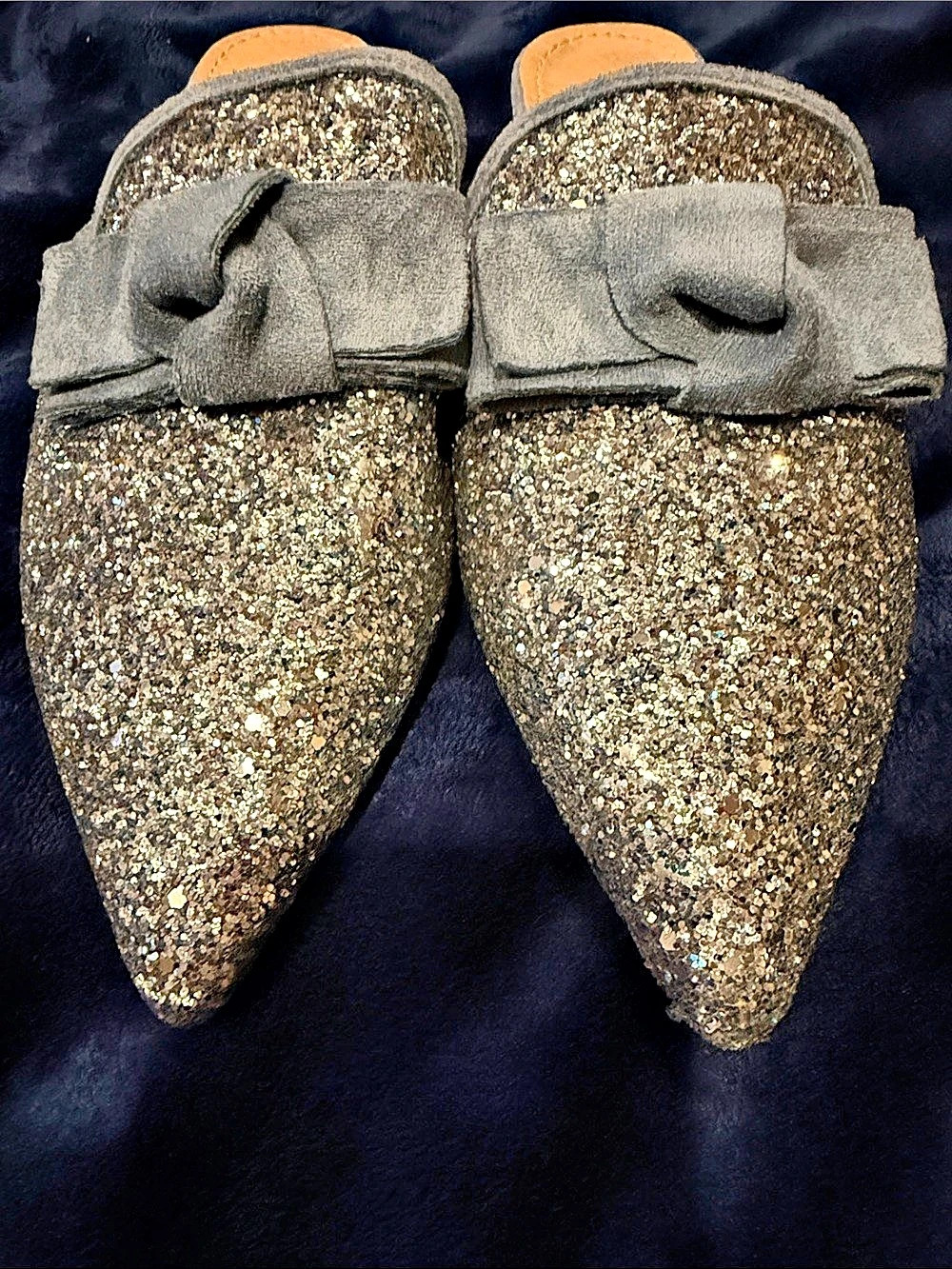 Glitter Bow Mules BLUE SOARKLE EU 42 size 8.5 BNWOB - Picture 2 of 7